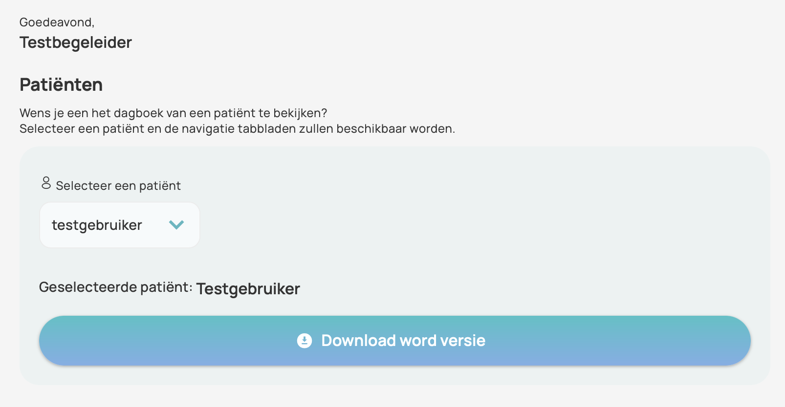 Startscherm begeleider