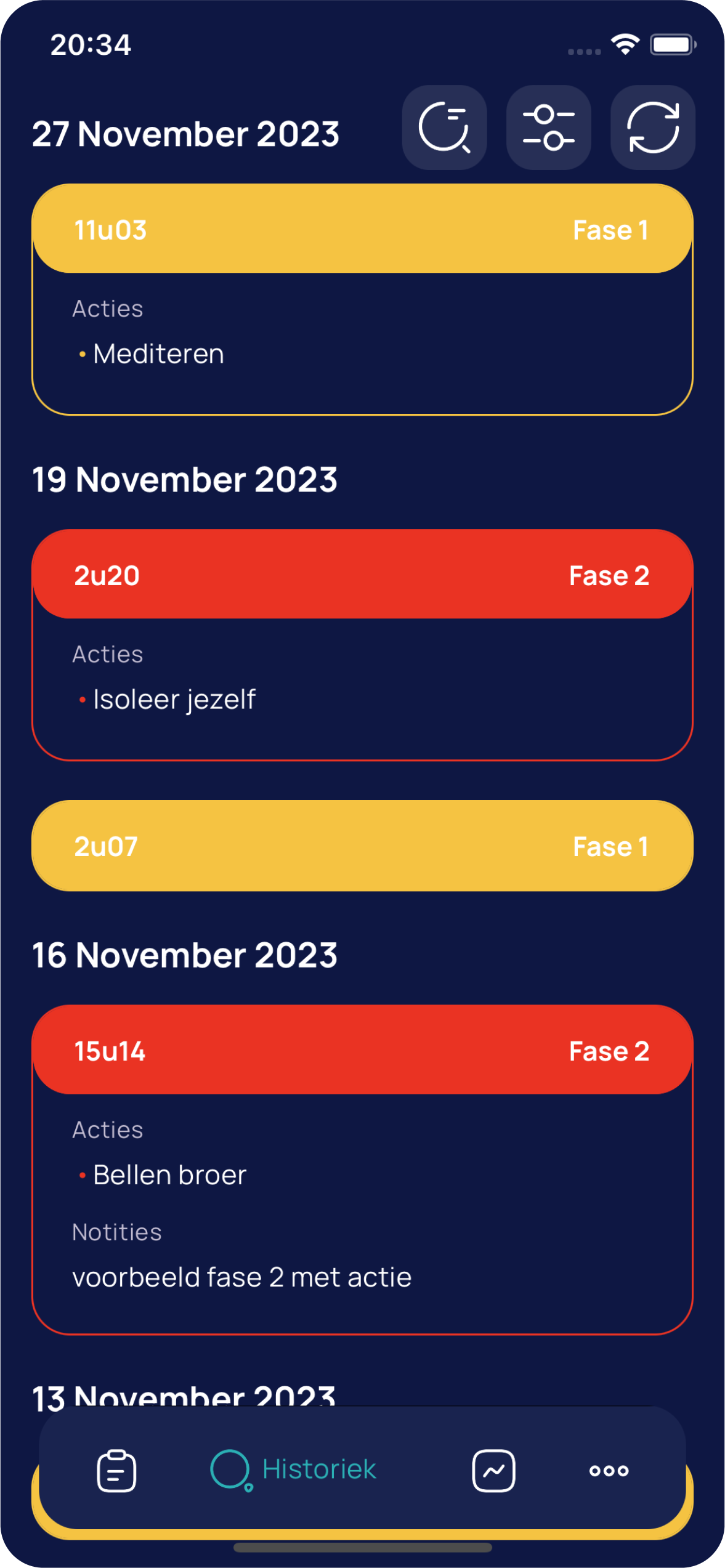 Overzicht van de fases, acties en notities