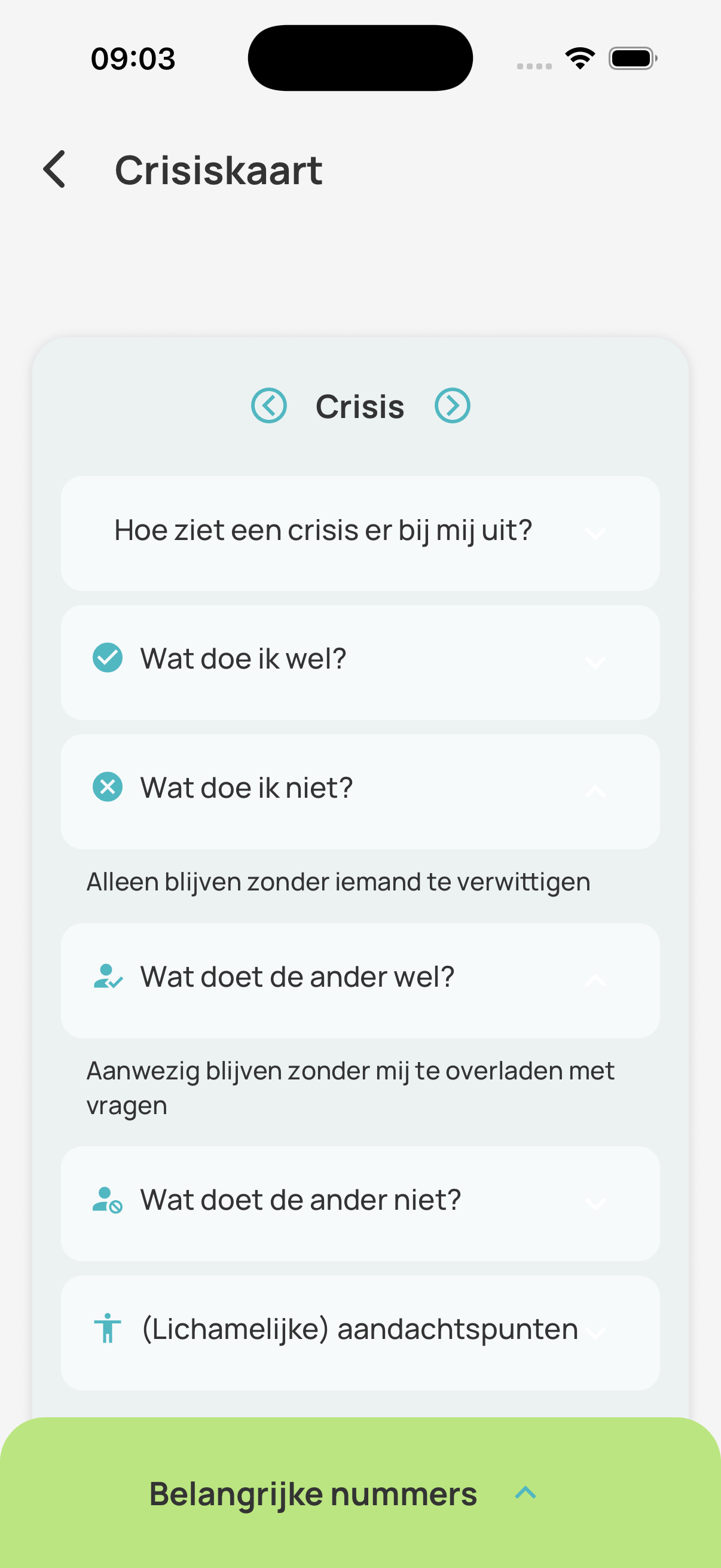 overzicht van de crisiskaart