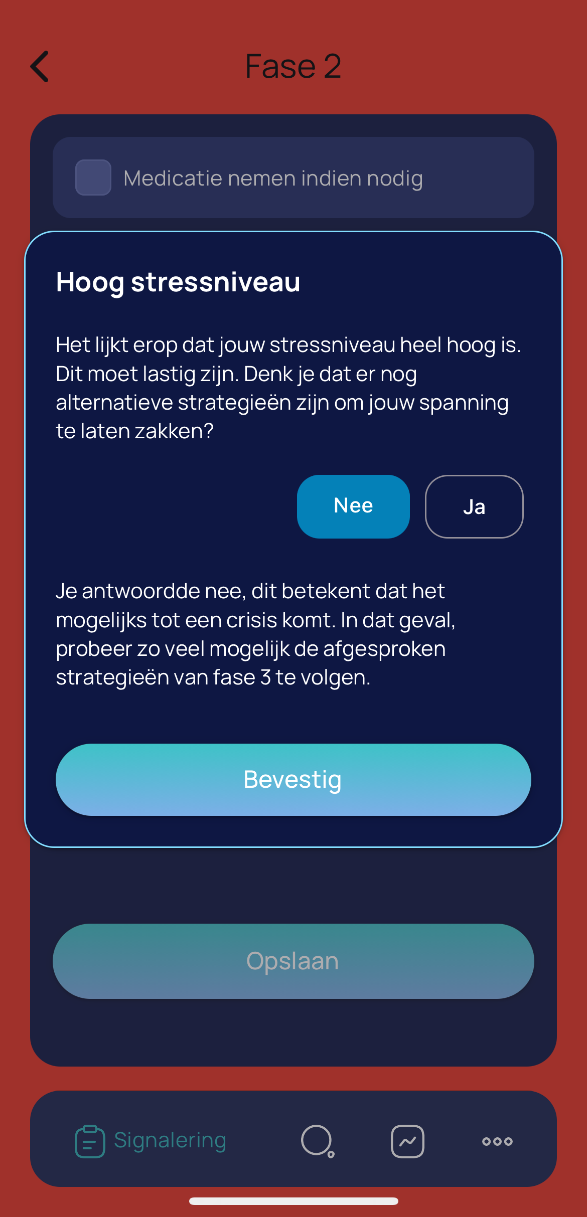 Fase 2 dialoog - optie nee